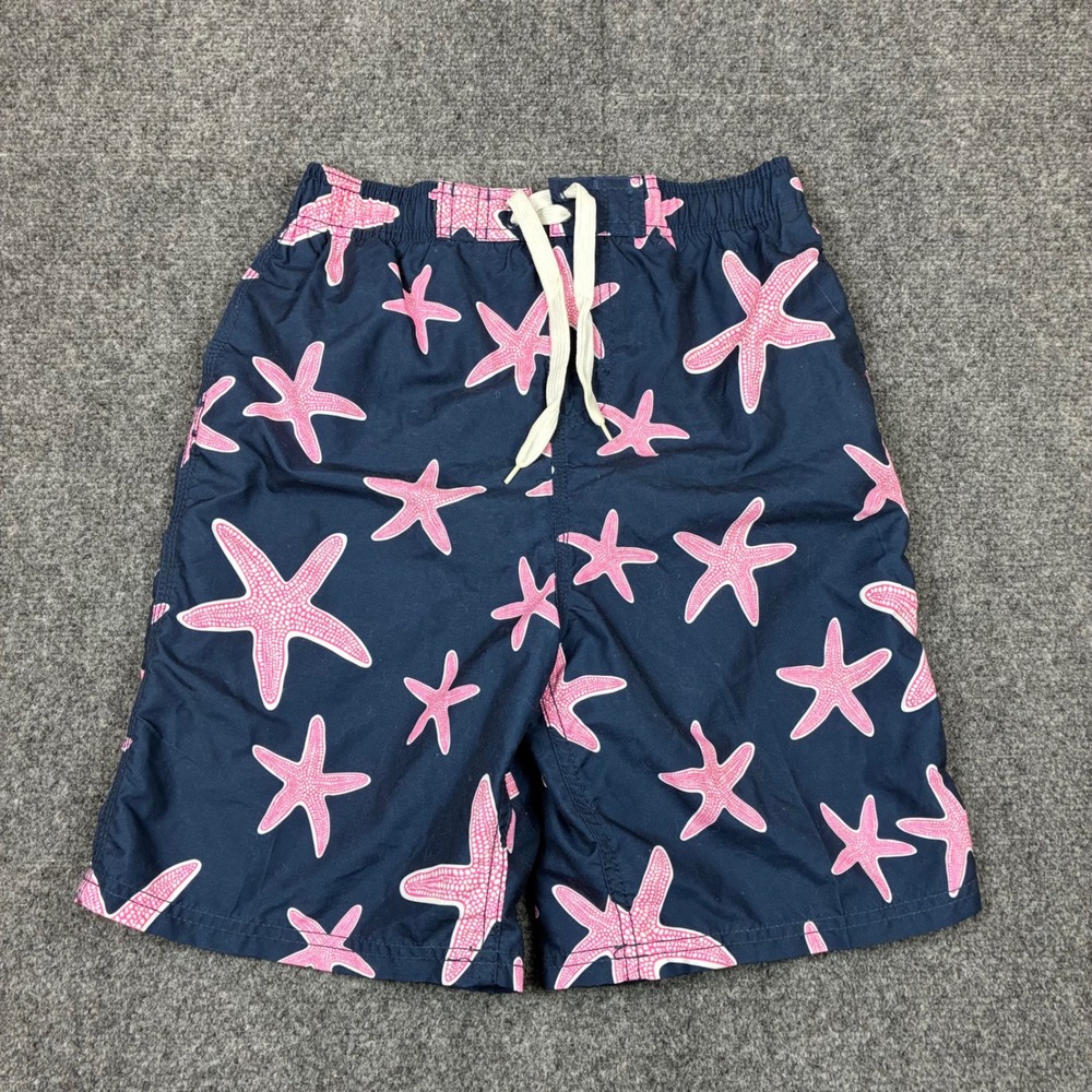 Kanu Surf Boys Navy Pink Starfish Swim Trunks Shorts Kids Boys Size Large 14/16